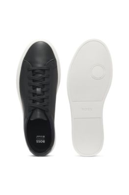 Leather trainers with rubber sole, Black