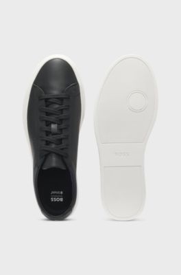 Leather trainers with rubber sole, Black