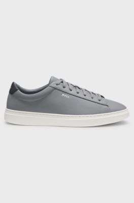 Ledersneakers mit Gummisohle, Grau