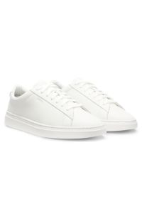 Cupsole trainers in coated leather with embossed logo, White