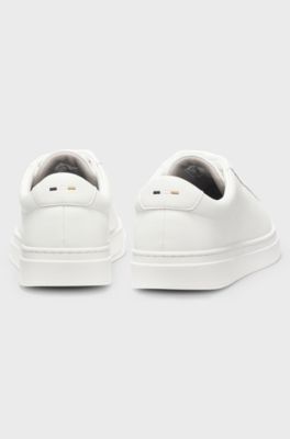 Cupsole trainers in leather with signature-stripe stitching, White