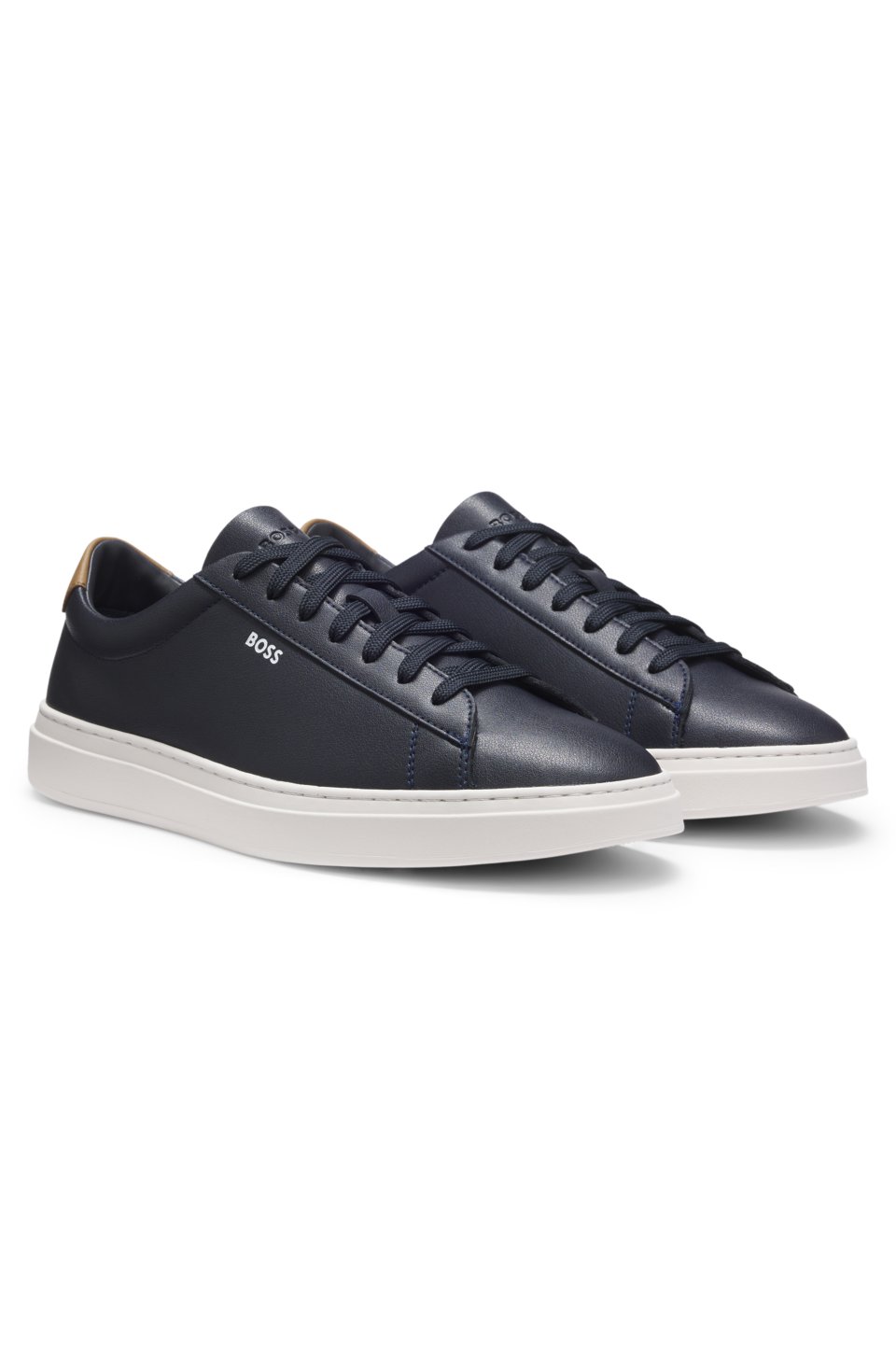 Cupsole trainers in leather with signature-stripe stitching