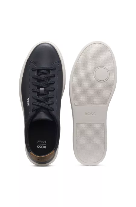 Leather trainers with rubber sole