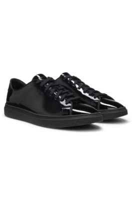 Patent-leather trainers with a clean, modern design, Black
