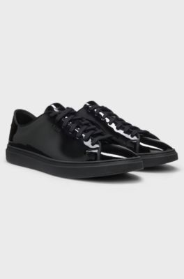 Patent-leather trainers with a clean, modern design, Black