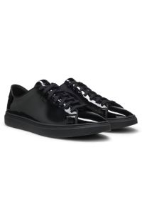 Patent-leather trainers with a clean, modern design, Black