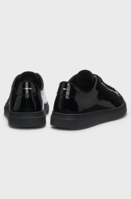 Patent-leather trainers with a clean, modern design, Black