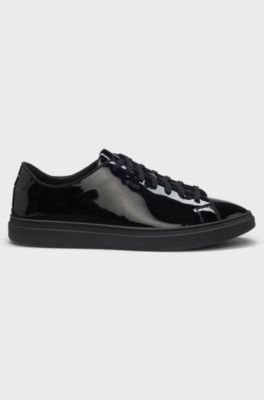 Patent-leather trainers with a clean, modern design, Black
