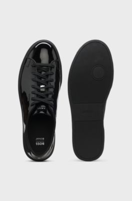 Patent-leather trainers with a clean, modern design, Black