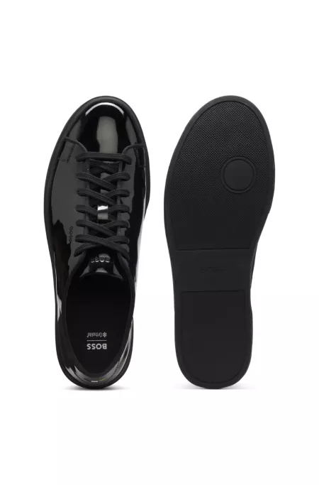 Patent-leather trainers with a clean, modern design