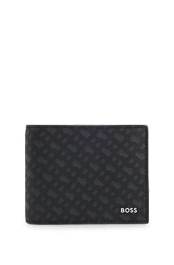 Monogram trifold wallet with foil-embossed logo