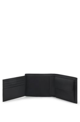 Monogram trifold wallet with foil-embossed logo, Black