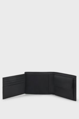 Monogram trifold wallet with foil-embossed logo, Black