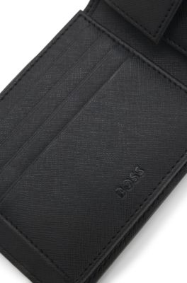 Monogram trifold wallet with foil-embossed logo, Black