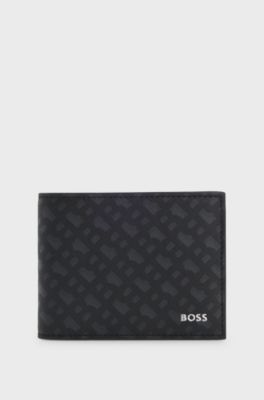 Monogram wallet with foil-embossed logo, Black