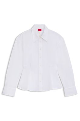 Relaxed-fit blouse with peplum hem, White