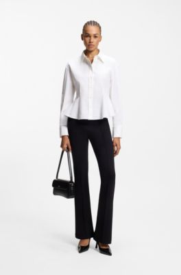 Relaxed-Fit Bluse mit Sch&ouml;&szlig;chen-Saum, Wei&szlig;