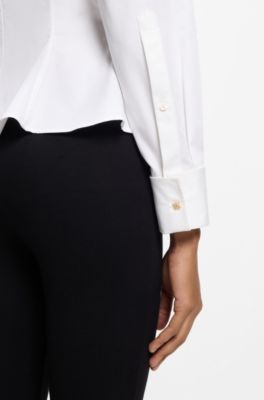 Relaxed-fit blouse with peplum hem, White