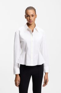 Relaxed-fit blouse with peplum hem, White