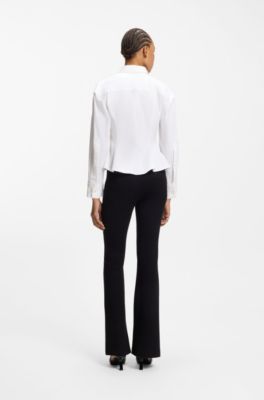 Relaxed-fit blouse with peplum hem, White