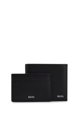 BOSS - Leather card holder and wallet gift set - Black