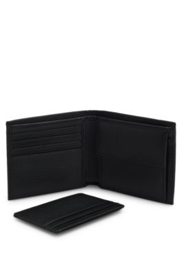 Leather card holder and wallet gift set, Black