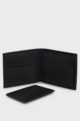 Leather card holder and wallet gift set, Black