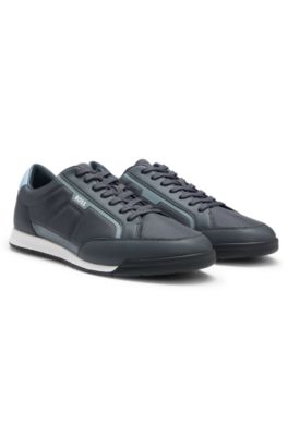 Mixed-material trainers with contrast back tab, Dark Blue