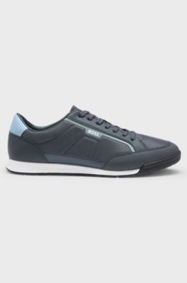 Sneakers in materiali misti con tallone a contrasto, Blu scuro