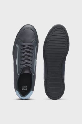Sneakers in materiali misti con tallone a contrasto, Blu scuro