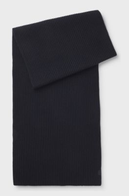 BOSS BY BECKHAM scarf in virgin wool and cashmere, Dark Blue