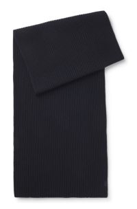 Écharpe en laine vierge et cachemire BECKHAM x BOSS, Bleu foncé