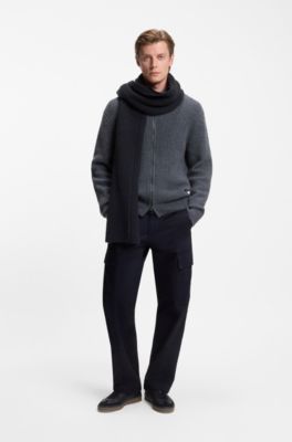 BECKHAM&nbsp;x&nbsp;BOSS Schal aus Schurwoll-Mix mit Kaschmir, Dunkelblau