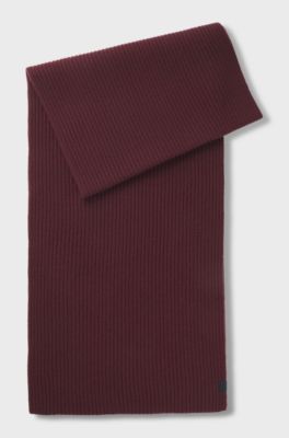 BOSS BY BECKHAM scarf in virgin wool and cashmere, Dark Red