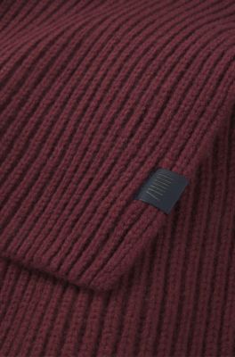 BOSS BY BECKHAM scarf in virgin wool and cashmere, Dark Red