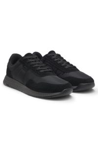Padded nylon trainers with suede trims, Black