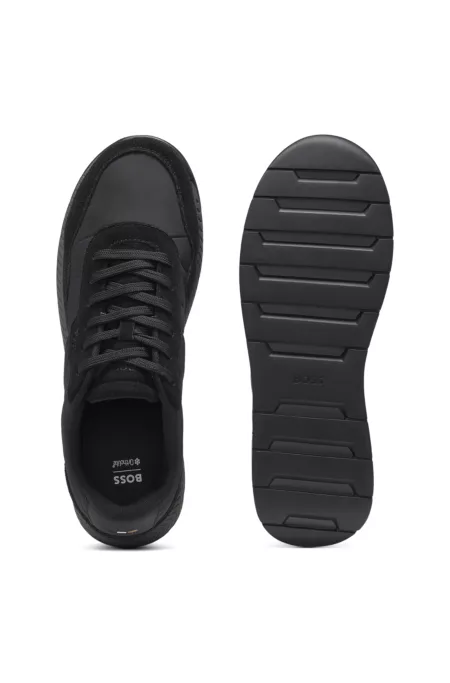 Padded nylon trainers with suede trims