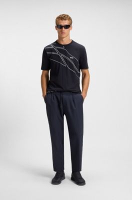 Padded nylon trainers with suede trims, Dark Blue