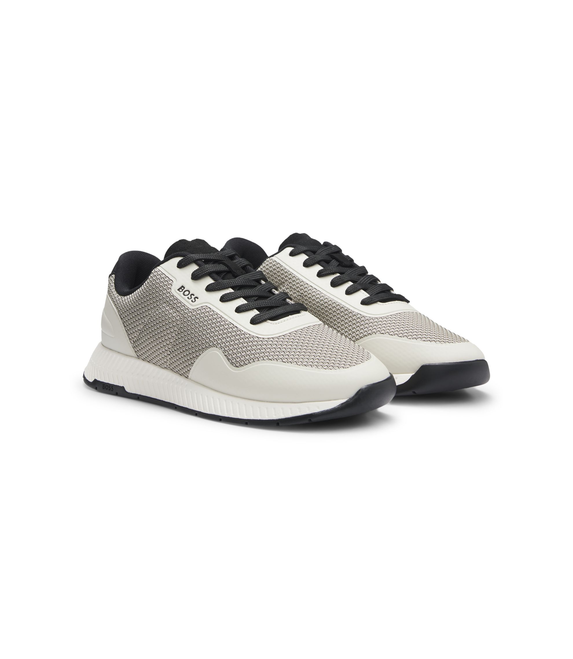 BOSS - TTNM EVO mesh trainers with faux-leather trims - Beige