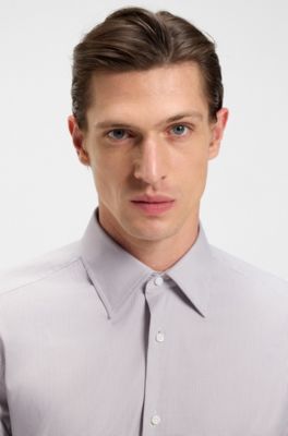 Slim-fit shirt in an Italian-made cotton blend, Light Beige
