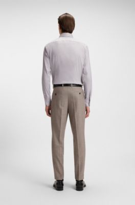Slim-fit shirt in an Italian-made cotton blend, Light Beige