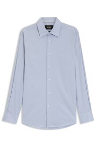 Slim-fit shirt in an Italian-made cotton blend, Light Blue