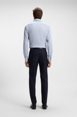 Slim-fit shirt in an Italian-made cotton blend, Light Blue