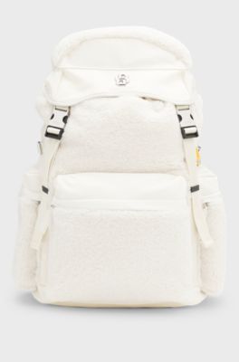 BOSS x Steiff B-icon backpack with teddy trims, White