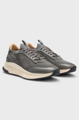 TTNM EVO Sneakers mit gestricktem Obermaterial und Lederdetails, Grau