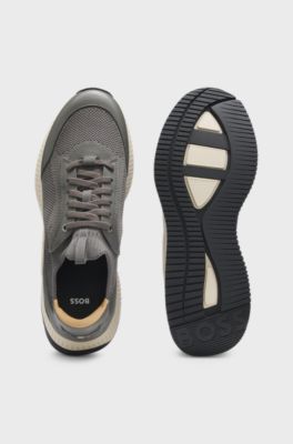 TTNM EVO Sneakers mit gestricktem Obermaterial und Lederdetails, Grau