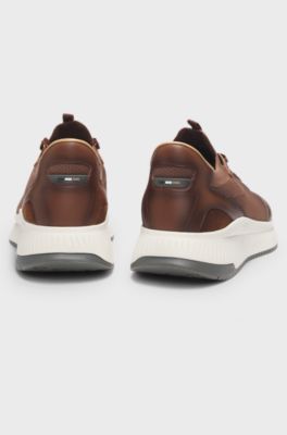 TTNM EVO-sneakers met gebreide bovenzijde en leren details, Bruin