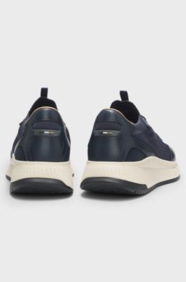 TTNM EVO trainers with knitted uppers and leather trims, Dark Blue
