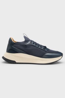 TTNM EVO trainers with knitted uppers and leather trims, Dark Blue