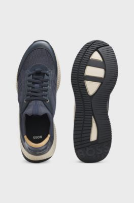 TTNM EVO trainers with knitted uppers and leather trims, Dark Blue